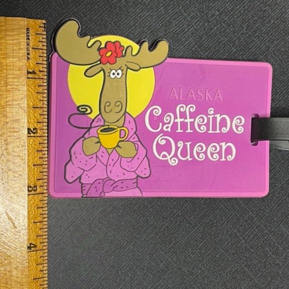 Alaska Caffeine Queen Moose Travel Luggage Baggage ID Tag 4"x3" - Picture 4 of 4